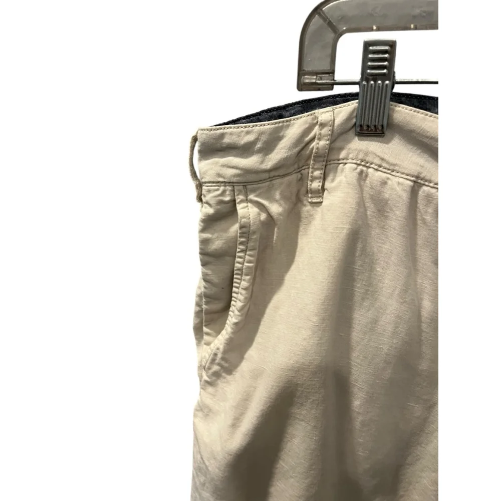Faherty Linen Blend Khaki Chino Shorts Men's Size 35 Flat Front Zip Fly Pockets